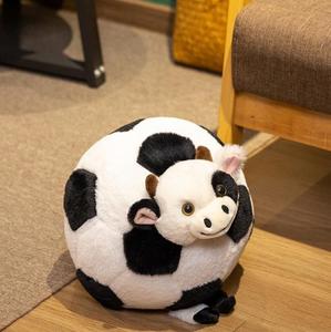 Peluche en forme de vache, jouet en peluche doux et durable, personnalisable, adorable, broderie, peluche de <span class=keywords><strong>zoo</strong></span>, <span class=keywords><strong>football</strong></span> de dessin animé - Product Image 4