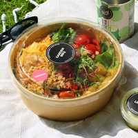 Boîte en papier kraft jetable personnalisée avec couvercles pour emballage de pâtes, riz, salades, bento et plats à emporter