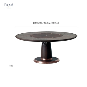 EKAR <span class=keywords><strong>Zenith</strong></span>-Ensemble de table à manger luxueux en bois massif de haute qualité, avec plateau tournant caché, adapté aux villas - Product Image 3