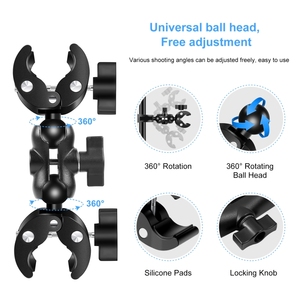 PULUZ Support de vélo à double tête avec bâton à selfie de 150cm | <span class=keywords><strong>Pince</strong></span> à crabe à dégagement rapide et <span class=keywords><strong>fixation</strong></span> du guidon pour la photographie cycliste - Product Image 6