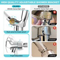 Pommeau de Douche Haute Pression Chromé 6 Fonctions Économiseur d'Eau avec Diverter, 6 Modes de Jet, Douchette à Main et Tuyau pour Salle de Bain Moderne