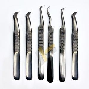 Pince à épiler professionnelle d'extension de cils en acier inoxydable Plasma noir Logo personnalisé pince à épiler à volume fort - Product Image 6