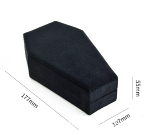 Luxury Gothic Coffin Shaped Velvet Jewelry Box Custom Logo Portable Black Travel Rings Earrings Storage Case Spooky Halloween Gi - Product Image 6