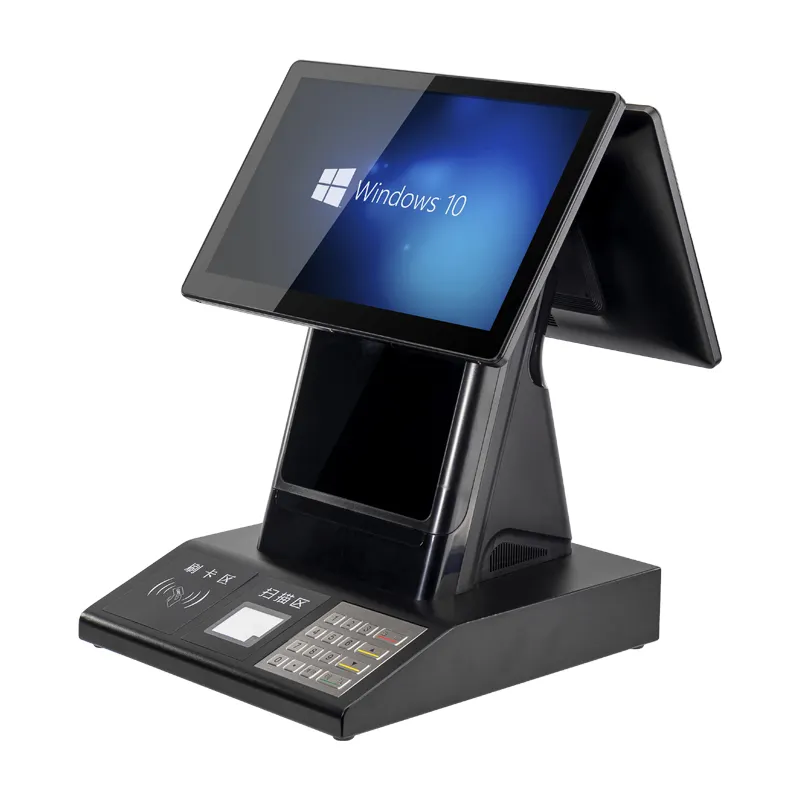 15.6 inch touch Windows system camera ticket kiosk machine with 80mm printer Barcode scanner NFC