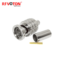 Câble coaxial à sertir mâle BNC d'approvisionnement d'usine RG58 75ohm broche plaquée or sans soudure