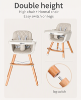 Chaise haute pour bébé en bois 3 en 1, réglable en hauteur, siège d'alimentation pour nourrissons et tout-petits, multifonction