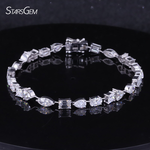 IGI Certified Lab Created Diamond Tennis Bracelet 14K Gold Fancy Cut Lab Grown Diamond Bracelet - Product Image 1