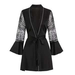 Peignoir sexy en soie glacée, <span class=keywords><strong>robe</strong></span> de nuit dos nu - Product Image 1