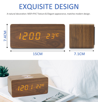 Réveil numérique en bois de bureau électronique avec chargeur sans fil, réglage de la luminosité, décoration de la maison EMAF