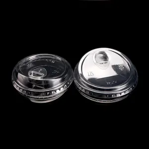 Wholesale High Quality 90 98mm Diameter Black Cover For Cold Coffee Paper Cup Ps Pp Pet Flat Lids Clear Plastic Disposable Lid