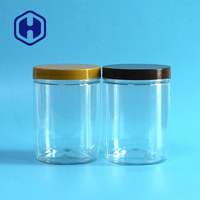 Pot en plastique PET de qualité alimentaire de 500 ml avec logo personnalisé, couvercle à vis anti-fuite sans BPA pour noix, en-cas, bonbons, aliments en conserve et biscuits