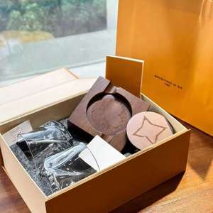 Juego de Vasos de Vidrio con Posavasos de Madera, 2 Piezas, Vasos Transparentes y Posavasos de Madera, Juego de Regalo para Bebidas, Productos para el Hogar - Product Image 1