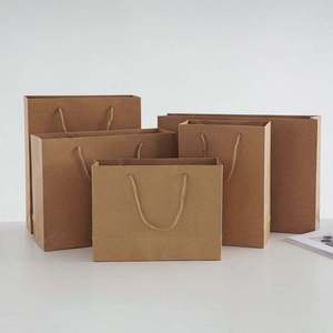 Custom Printed Your Own Logo Fashionable White Brown Art <b>Paper</b> Recyclable 90gsm-300gsm <b>Thickness</b> Supermarket Promotion <b>Paper</b> Bag - Product Image 1