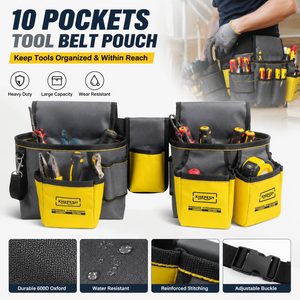 OEM Heavy Duty 10 Pocket <b>Tool</b> <b>Belt</b> Pouch for Electrician Construction Work <b>Tool</b> Organizer Waist Bag Custom Logo Wholesale - Product Image 1