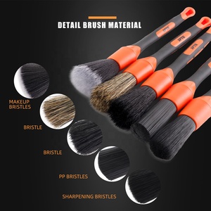 SPTA Juego de 5 Cepillos para Detallado de Autos, Cepillos de Pelo de Jabalí Suave para <span class=keywords><strong>Limpieza</strong></span> de Interiores, Exteriores, Ruedas, <span class=keywords><strong>Motor</strong></span> y Cuero - Product Image 4