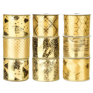 Produsen sampel gratis grosir pita <span class=keywords><strong>Satin</strong></span> dekorasi Natal pola kustom pita kabel poliester untuk pembungkus Hadiah - Product Image 1