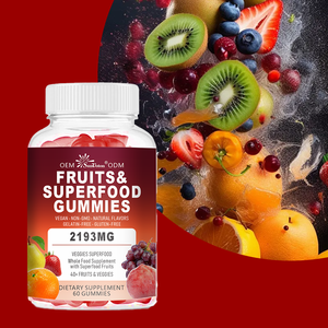 Gummies aux fruits et superaliments OEM |   Stimulez l'énergie, renforcez l'immunité et améliorez la santé digestive |   Mélange de superaliments végétaliens 40+ fruits et légumes, complément alimentaire - Product Image 4