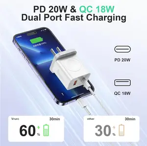 Grosir pengisi daya 3 in 1 20W jam tangan cepat telepon pengisi daya nirkabel multifungsi adaptor