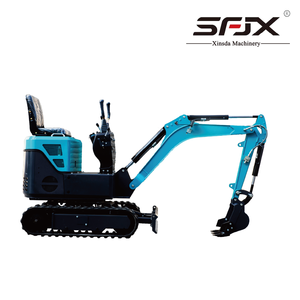 Mini-excavatrice hydraulique bleue sur chenilles avec base sur rail et siège d'opérateur - Product Image 3