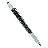 Stylo laser multifonctionnel portable transfrontalier capacitif 6-en-1 en métal avec règle, tournevis et écran tactile – Article promotionnel