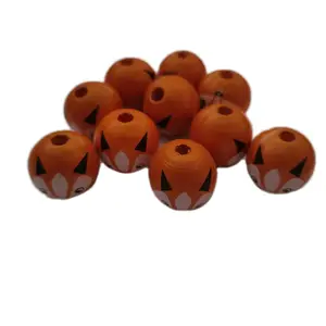 20mm fox face wood beads orange and white children's craft DIY beads garland Fall home decoration