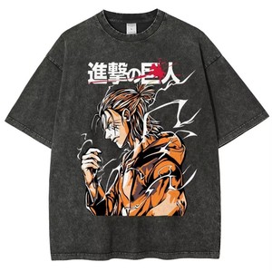 <strong>Attack</strong> <strong>on</strong> <strong>Titan</strong> printed short-sleeved <strong>T</strong>-<strong>shirt</strong>, casual summer men's streetwear. Men's <strong>T</strong>-<strong>shirt</strong>, washed and aged short-sleeved - Product Image 1