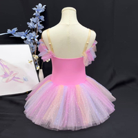 Tutu Balet Dongeng Anak-anak, Gaun Tutu Kuning Pelangi untuk Pentas Tari, Model Off-Shoulder untuk Nutcracker & Pertunjukan