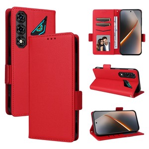 Funda de Teléfono Plegable Tipo Cartera con Hebilla Lateral y Soporte, de PU, con Diseño de Grano de Lichi, para ZTE Nubia Neo 5/Neo 5 GT/<span class=keywords><strong>RedMagic</strong></span> 11 Air, Venta al por Mayor - Product Image 1