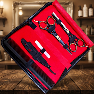 ASAP Professional <b>Hair</b> Cutting Set Customized Logo Stainless Steel Right-Handed Long Handle <b>Hair</b> <b>Thinning</b> <b>Scissors</b> Adjustable - Product Image 3
