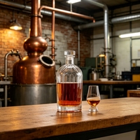 Bouteille vide de 1 litre en verre en forme d'animal pour vodka, whisky, brandy, gin, rhum, tequila, spiritueux, liqueur avec bouchon