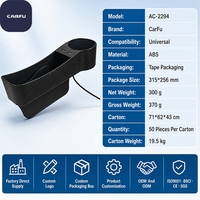 Boîte de rangement pour l'espace entre les sièges de voiture CarFu AC-2294, en fibre de carbone ABS, avec porte-gobelet, chargeur USB, organisateur intérieur, fabrication directe OEM