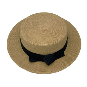 Premium Flat Top Amish Boater Hat Papier Paille Soleil <span class=keywords><strong>Chapeau</strong></span> Pêche En Plein Air Voyage Bande Arc Naturel Papale Chapeaux <span class=keywords><strong>De</strong></span> Paille pour La Fête - Product Image 5