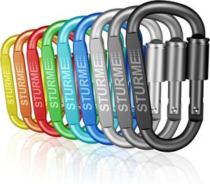 คาราไบเนอร์คลิปอะลูมิเนียมรูปตัว D พร้อมตัวล็อค แข็งแรง ทนทาน น้ำหนักเบา ชุดคาราไบเนอร์ขนาดใหญ่สำหรับตั้งแคมป์กลางแจ้ง พร้อมตัวล็อคแบบเกลียว - Product Image 1