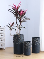Pot Bunga Semen Gaya Wabi-Sabi Nordik, Model Lantai, Diameter Besar, Desain Bernapas, untuk Tanaman Hijau dan Bunga di Ruang Tamu