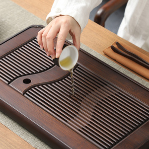 Tea tray, <b>small</b> household water <b>storage</b> tray, draining tea <b>table</b>, simple bamboo rectangular tea set, large and <b>small</b> sizes, - Product Image 1