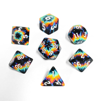 Prix de gros : Ensemble de dés en acrylique imprimés D&D RPG, thème Tie Dye, dés polyédriques colorés pour jeux de table DND RPG