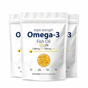 Integratore di Olio di Pesce <span class=keywords><strong>Omega</strong></span> 3 in Capsule Morbide, DHA ed EPA Naturali, Favorisce il Benessere Cardiovascolare, Cognitivo e Oculare - Product Image 1