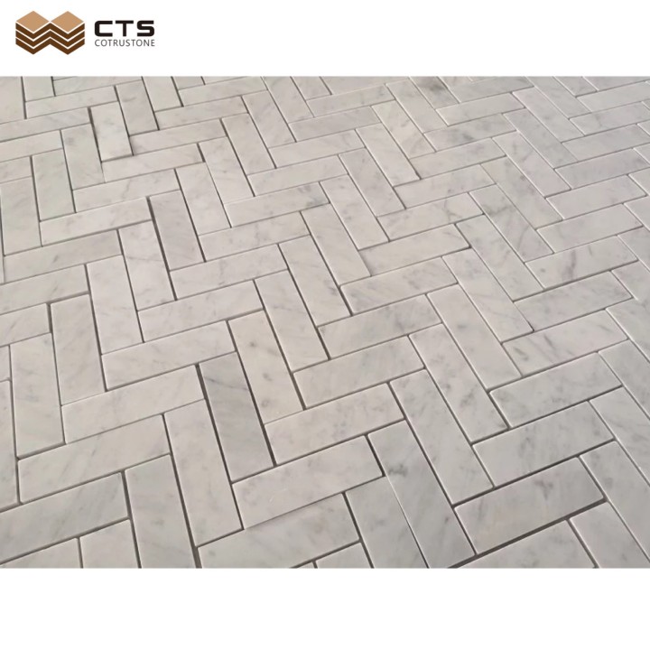 Bathroom Cararra White Mosaic Wall Tiles Kitchen Backsplash Matt Finished Fish Bone