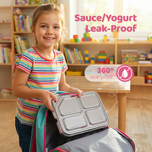 Bulk Children 4 <strong>Compartment</strong> <strong>Lunch</strong> <strong>Box</strong> 1200ml Leak-Proof Stainless Steel 304 Kids Portable Bento <strong>Box</strong> for School Students - Product Image 4