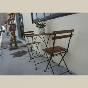 Vietnam Acacia Matériau Acier Encadré Bistro Terrasse Design Moderne pour Balcon Terrasse Jardin Endroits Extérieurs Japon Standard - Product Image 1