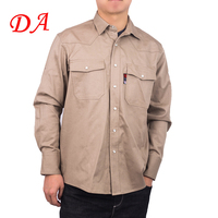 Camisa de Trabajo Ignífuga y Antiestática de Sarga 100% Algodón FRC para Invierno, Ropa de Trabajo de Seguridad para Soldadura y Corte de Metal, Botones de Presión de Perla, ODM