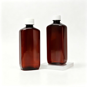 Botellas de plástico PET vacías color marrón ámbar, cuadradas, con tapa de rosca para envasado de líquidos orales - Product Image 5