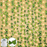 Guirlande solaire de feuilles d'érable et de lierre pour la maison, chambre à coucher, mur, lierre artificiel, guirlande lumineuse LED pour décoration suspendue