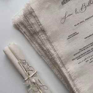 Invitación de Estilo Europeo con Diseño de Pergamino, Tela de Lino y Algodón, Hecha a Mano con Borde Crudo, para Bodas, Eventos Empresariales, Menús Personalizados - Product Image 3