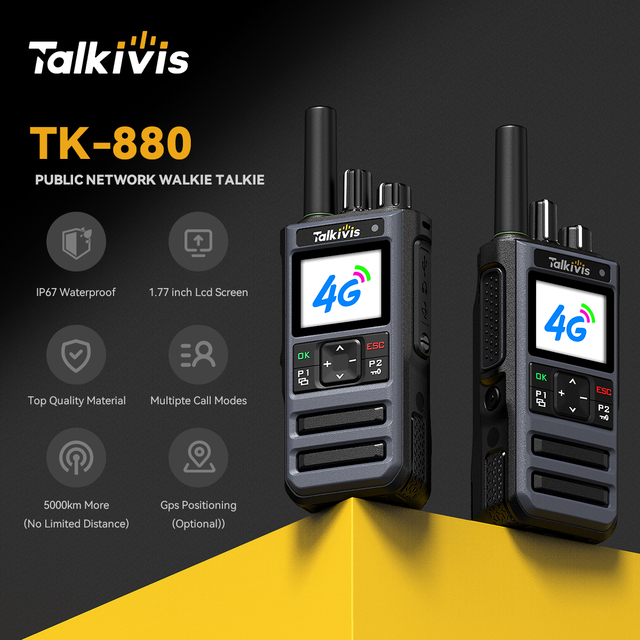 Talkivis TK-880 POC Radio Global Unlimited Distance SIM Card Slots Flashlight 1.77 Large Screen 3G/4G Network Radio