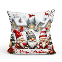 Housse de coussin décorative Gnome Joyeux Noël Village d'hiver Cardinal pour canapé et décoration intérieure