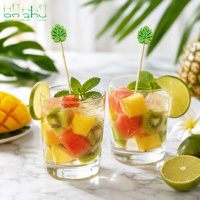 Ecologisch afbreekbare wegwerp bamboe fruitprikkers groothandel aangepaste logo voor cocktails