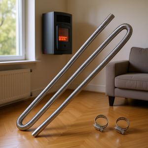 Tuyau d'échappement flexible en acier inoxydable de 77,95 pouces avec 2 colliers de serrage pour chauffage diesel et pièces de chauffage domestique - Product Image 2