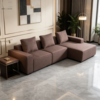 Canapé d'Angle Modulaire Nordique Blanc de Luxe avec Méridienne, Ensemble de Meubles Modernes en Forme de L pour Salon