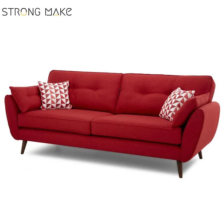 Foshan Sectional Divano Rosso Modern Fabric Loveseat Shaped Contemporary Red Sofa Set Living Room Furniture Couch Sofa Set